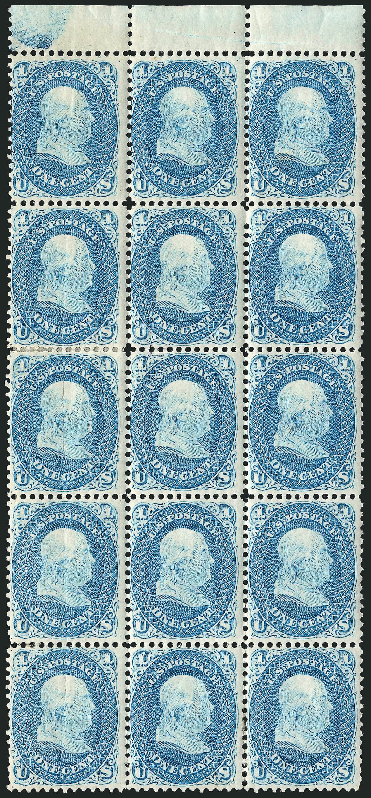 Prices of US Stamp Scott #63 - 1861 1c Franklin. Robert Siegel Auction Galleries, Apr 2014, Sale 1068, Lot 73