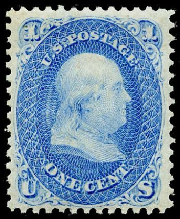 US Stamp Prices Scott Cat. 63 - 1861 1c Franklin. Matthew Bennett International, May 2008, Sale 327, Lot 56