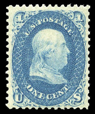 US Stamps Values Scott Catalogue # 63: 1c 1861 Franklin. Matthew Bennett International, Mar 2011, Sale 336, Lot 1146