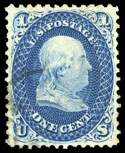 US Stamps Prices Scott # 63: 1c 1861 Franklin. Matthew Bennett International, May 2014, Sale 350, Lot 106