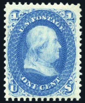 Costs of US Stamps Scott Catalog # 63: 1861 1c Franklin. Harmer-Schau Auction Galleries, Feb 2009, Sale 80, Lot 1116