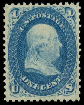 Cost of US Stamps Scott 63 - 1861 1c Franklin. Daniel Kelleher Auctions, May 2014, Sale 653, Lot 2086