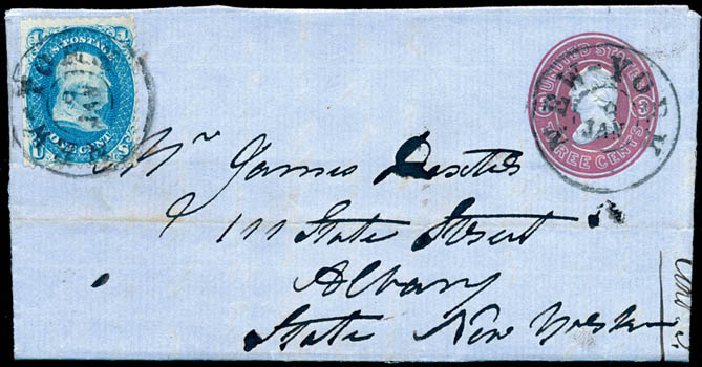 Cost of US Stamps Scott Cat. 63 - 1c 1861 Franklin. Schuyler J. Rumsey Philatelic Auctions, Apr 2015, Sale 60, Lot 1656