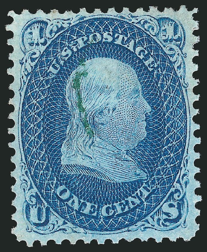 US Stamps Value Scott Catalogue 63 - 1861 1c Franklin. Robert Siegel Auction Galleries, Jun 2012, Sale 1024, Lot 96