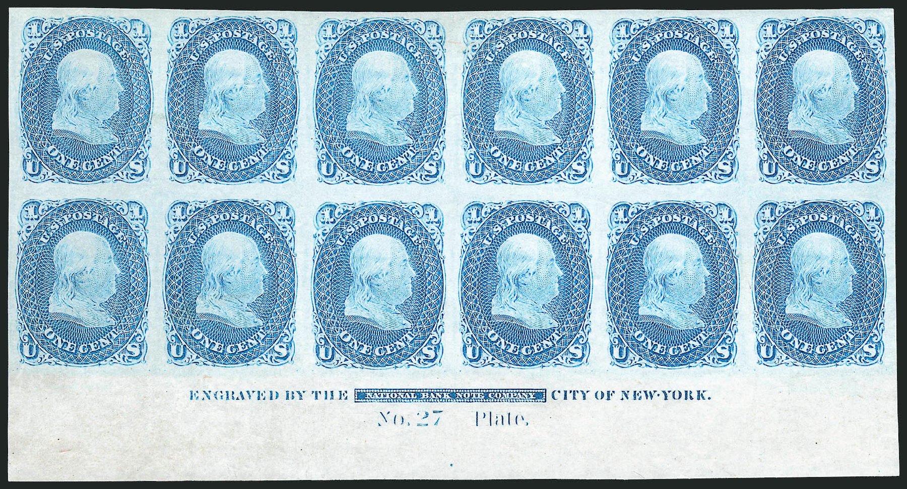 Cost of US Stamp Scott Catalogue #63 - 1861 1c Franklin. Robert Siegel Auction Galleries, Dec 2012, Sale 1037, Lot 1066