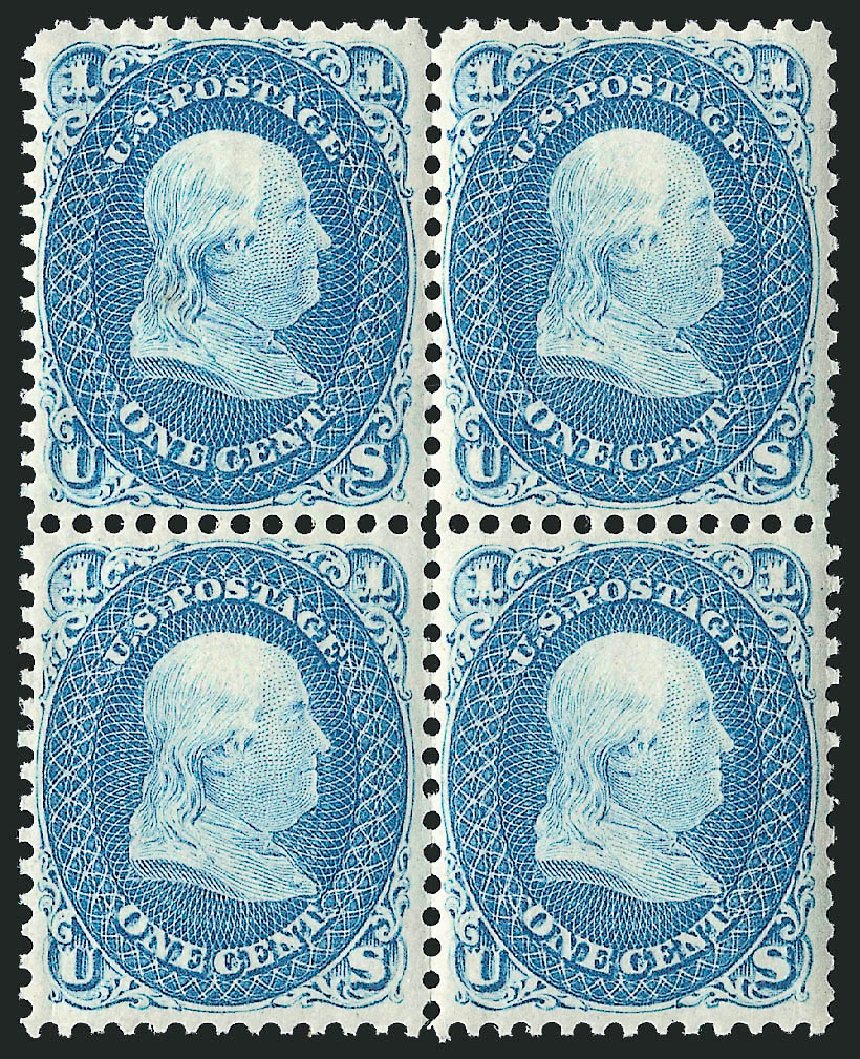 US Stamp Price Scott Catalog #63 - 1c 1861 Franklin. Robert Siegel Auction Galleries, Apr 2015, Sale 1096, Lot 116
