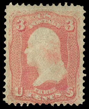 US Stamp Prices Scott Catalog # 64 - 3c 1861 Washington. Daniel Kelleher Auctions, Dec 2012, Sale 633, Lot 387