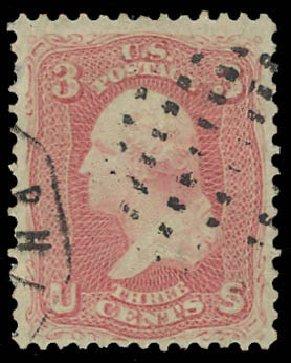 US Stamps Values Scott Catalog 64 - 1861 3c Washington. Daniel Kelleher Auctions, Oct 2012, Sale 632, Lot 978