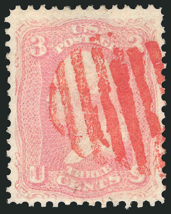 US Stamp Values Scott #64: 1861 3c Washington. Robert Siegel Auction Galleries, Dec 2013, Sale 1062, Lot 178