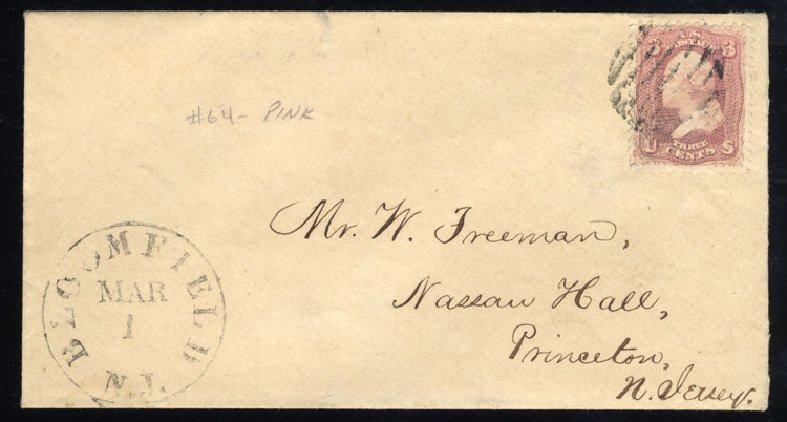 US Stamp Values Scott Catalog #64 - 1861 3c Washington. Cherrystone Auctions, Jun 2012, Sale 201206, Lot 39