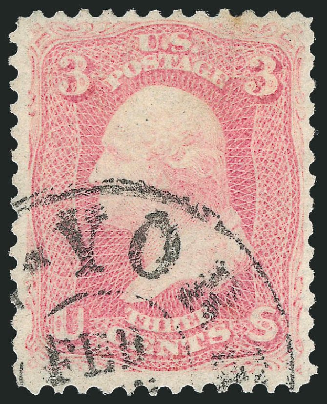 US Stamps Prices Scott Cat. 64: 1861 3c Washington. Robert Siegel Auction Galleries, Dec 2013, Sale 1062, Lot 179