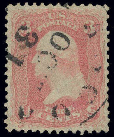 Values of US Stamps Scott 64: 1861 3c Washington. Daniel Kelleher Auctions, Feb 2013, Sale 634, Lot 54