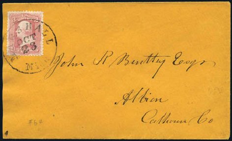 US Stamp Prices Scott Catalog 64: 3c 1861 Washington. Harmer-Schau Auction Galleries, Aug 2011, Sale 90, Lot 1173