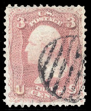 US Stamps Values Scott Cat. 64: 1861 3c Washington. Cherrystone Auctions, Jul 2009, Sale 200907, Lot 126