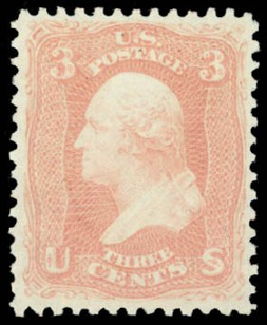 US Stamps Value Scott Catalog # 65 - 1861 3c Washington. Daniel Kelleher Auctions, May 2014, Sale 653, Lot 2087