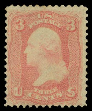 US Stamps Value Scott #65 - 3c 1861 Washington. Daniel Kelleher Auctions, Sep 2014, Sale 655, Lot 207