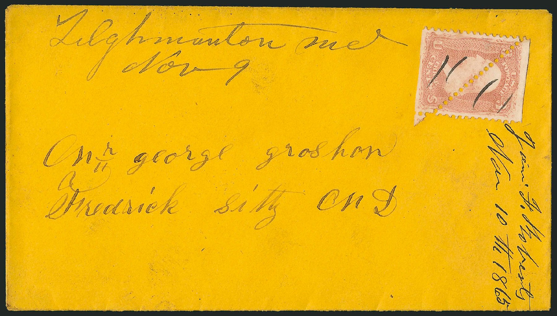 US Stamps Prices Scott Cat. # 65: 3c 1861 Washington. Robert Siegel Auction Galleries, Sep 2010, Sale 993, Lot 437