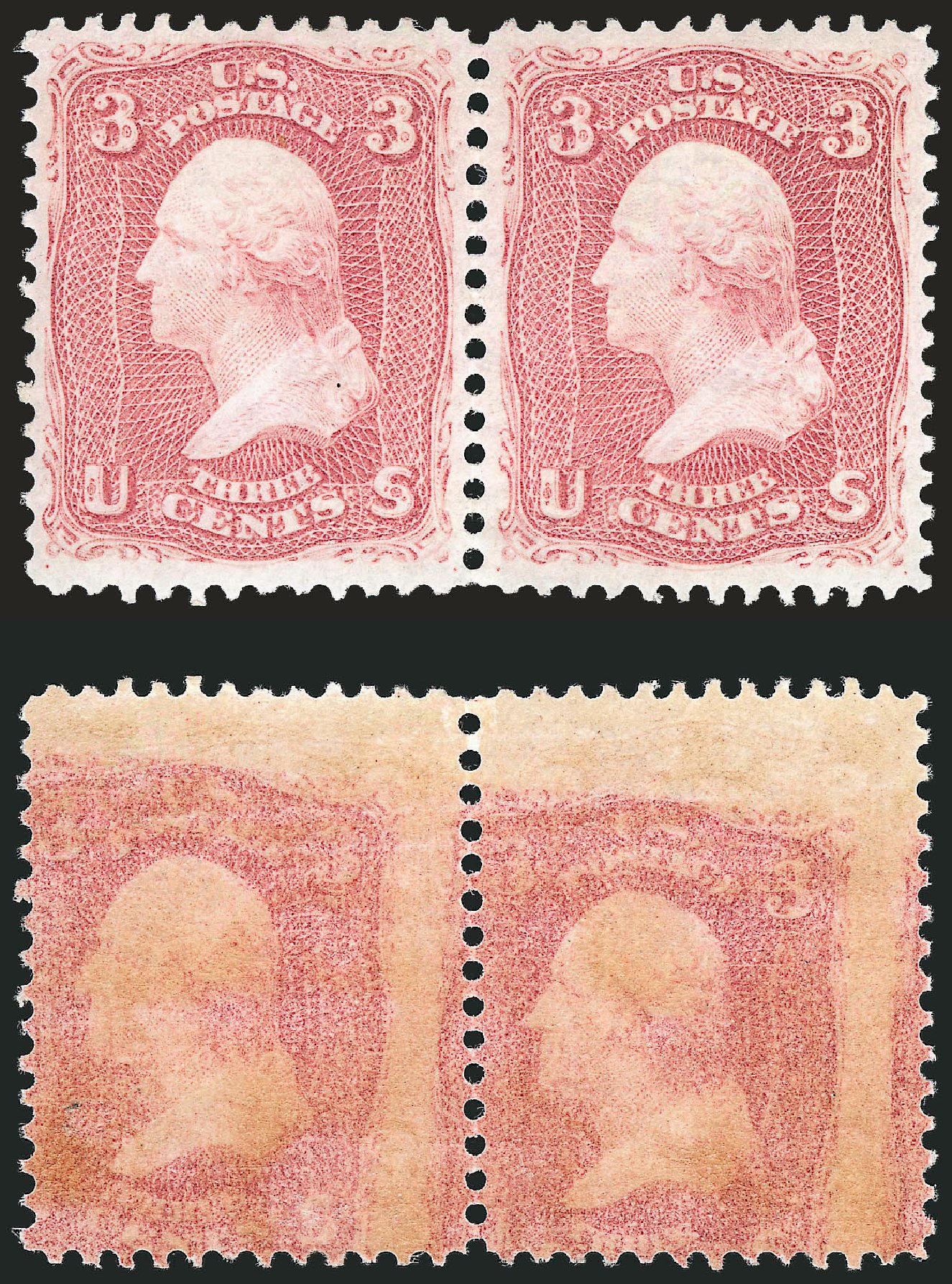 US Stamps Values Scott Cat. #65 - 1861 3c Washington. Robert Siegel Auction Galleries, Jan 2009, Sale 968, Lot 79