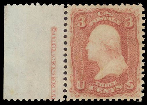 US Stamp Value Scott Catalogue 65: 1861 3c Washington. Daniel Kelleher Auctions, Jun 2012, Sale 630, Lot 1281