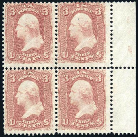 US Stamp Prices Scott Catalogue 65 - 1861 3c Washington. Harmer-Schau Auction Galleries, Oct 2009, Sale 83, Lot 334