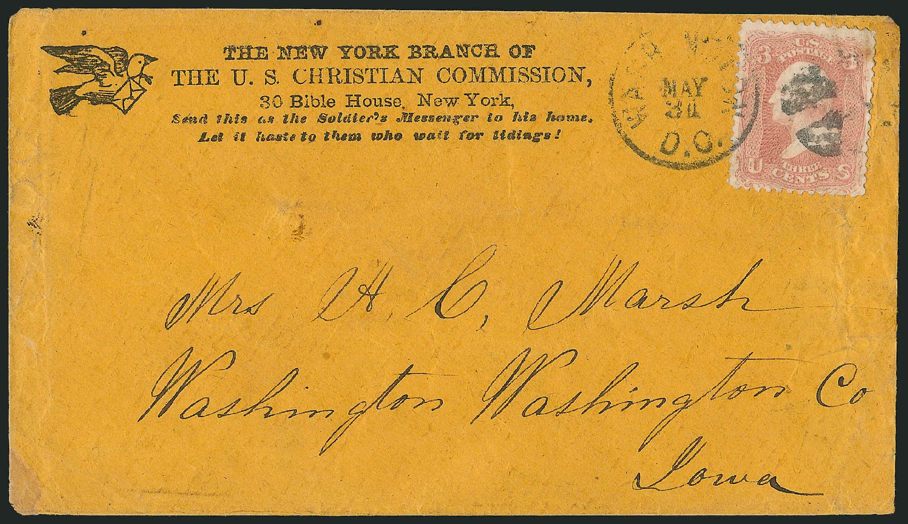 Costs of US Stamp Scott Catalog #65: 1861 3c Washington. Robert Siegel Auction Galleries, Oct 2014, Sale 1082, Lot 564