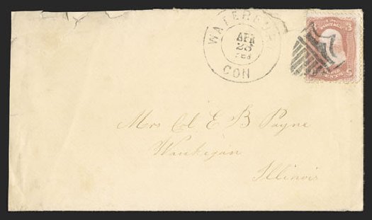 US Stamps Values Scott 65: 1861 3c Washington. Spink Shreves Galleries, Nov 2012, Sale 141, Lot 44