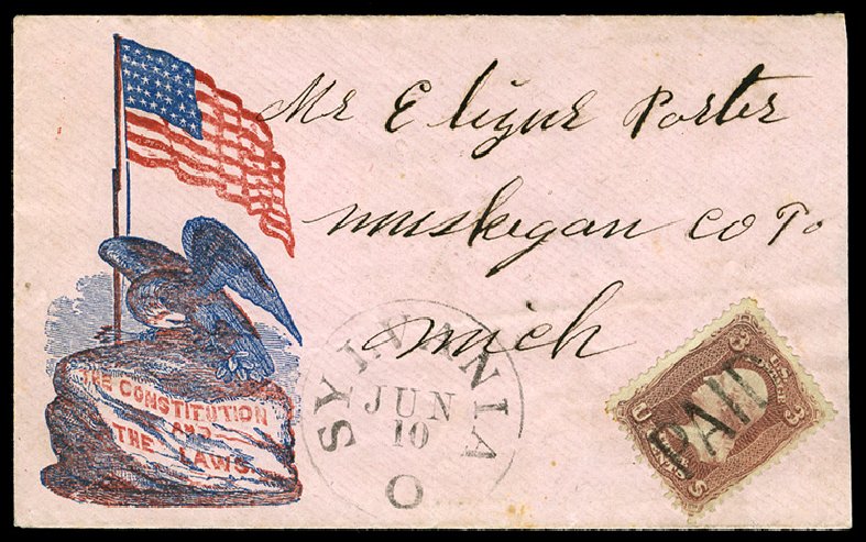 US Stamp Price Scott #65 - 1861 3c Washington. Cherrystone Auctions, Apr 2014, Sale 201404, Lot 35