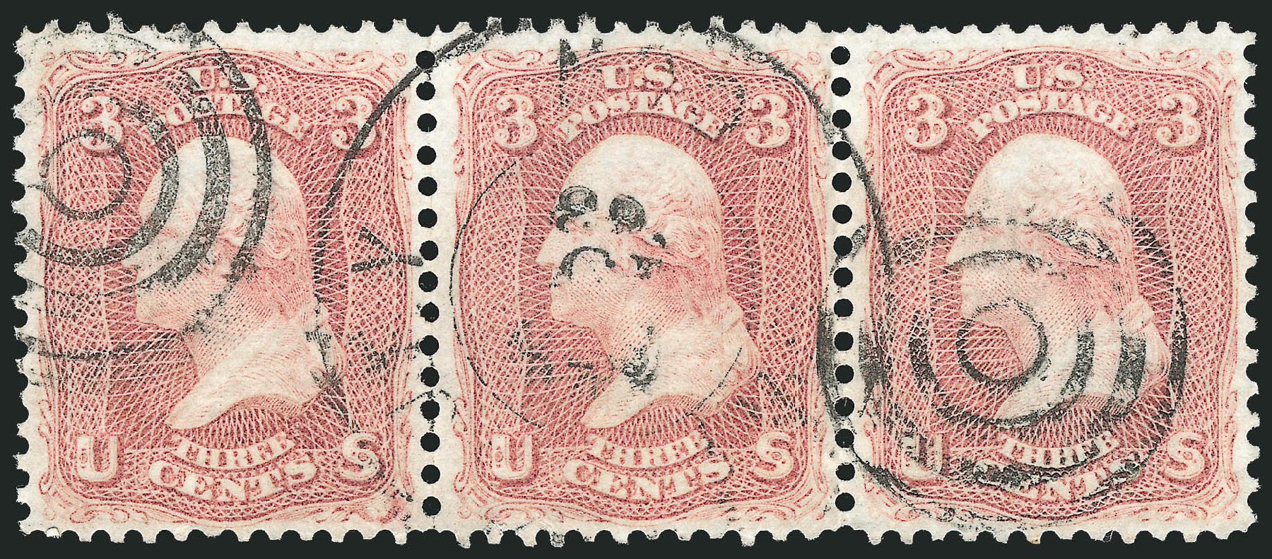 US Stamp Values Scott #65 - 1861 3c Washington. Robert Siegel Auction Galleries, Jun 2012, Sale 1024, Lot 105
