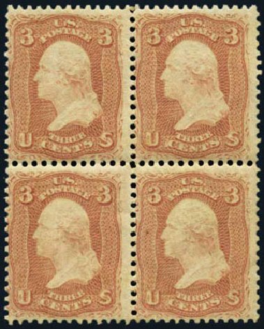 US Stamp Value Scott Catalog #65: 1861 3c Washington. Harmer-Schau Auction Galleries, May 2012, Sale 93, Lot 262