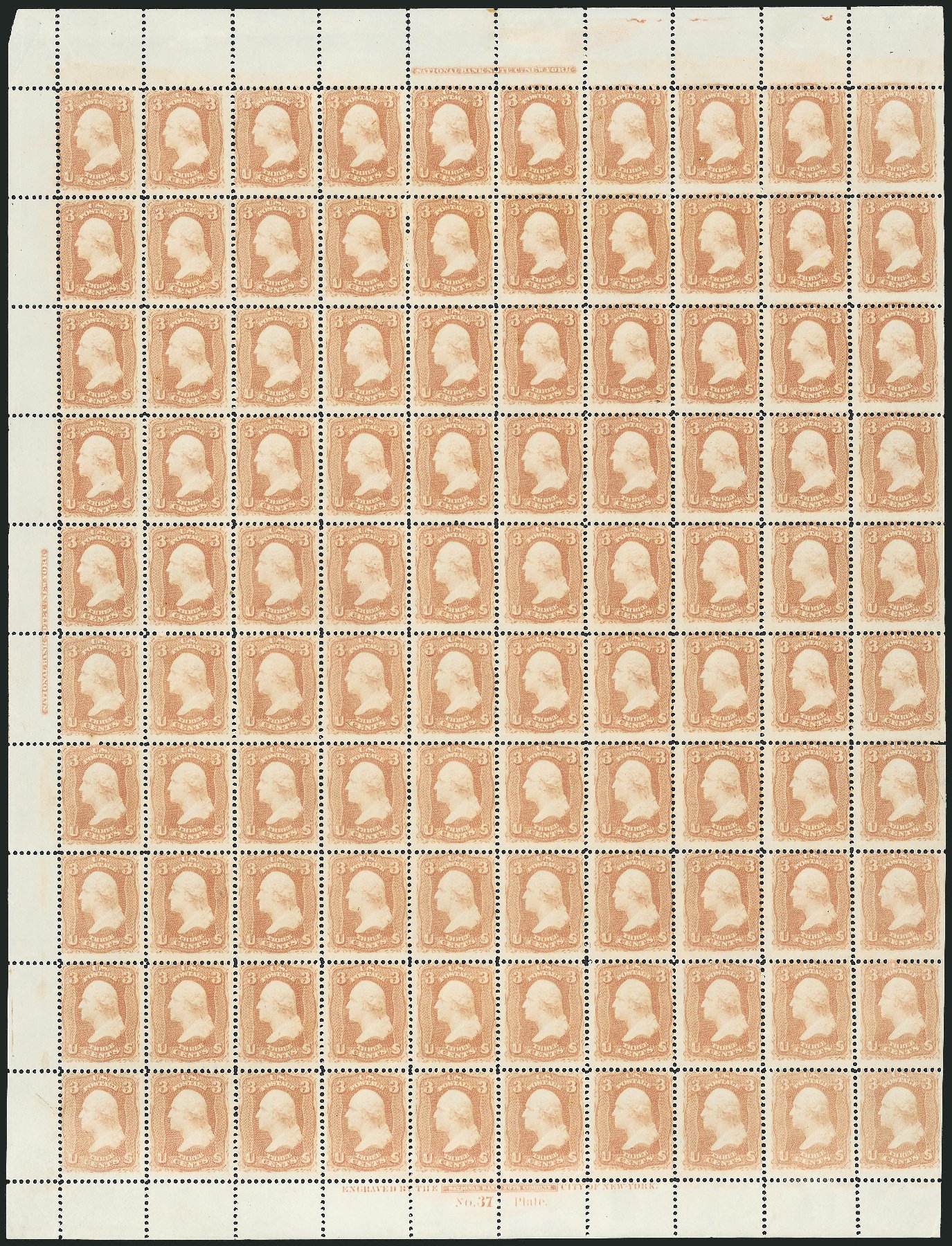 Cost of US Stamps Scott Cat. 65: 3c 1861 Washington. Robert Siegel Auction Galleries, Nov 2014, Sale 1084, Lot 3193
