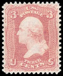 US Stamps Prices Scott 65: 1861 3c Washington. Schuyler J. Rumsey Philatelic Auctions, Apr 2015, Sale 60, Lot 2026