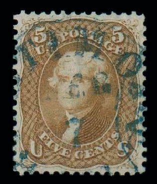 Values of US Stamp Scott Cat. 67: 5c 1861 Jefferson. Matthew Bennett International, Dec 2007, Sale 323, Lot 177