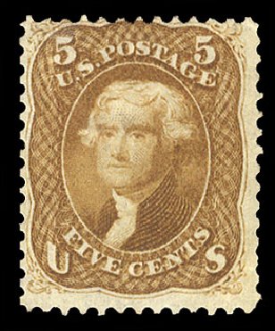 Cost of US Stamps Scott Catalog #67: 5c 1861 Jefferson. Cherrystone Auctions, Nov 2009, Sale 200911, Lot 3037