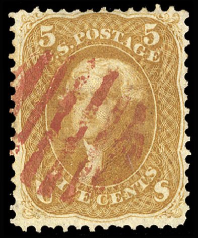 Prices of US Stamps Scott Catalogue #67 - 5c 1861 Jefferson. Cherrystone Auctions, May 2013, Sale 201305, Lot 57