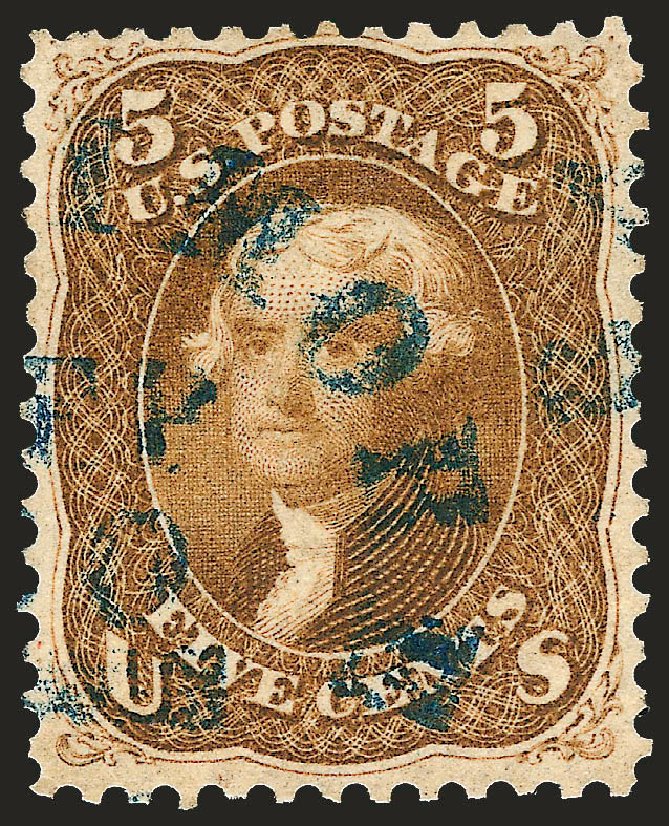 Values of US Stamps Scott Catalogue 67 - 5c 1861 Jefferson. Robert Siegel Auction Galleries, Oct 2008, Sale 963, Lot 497