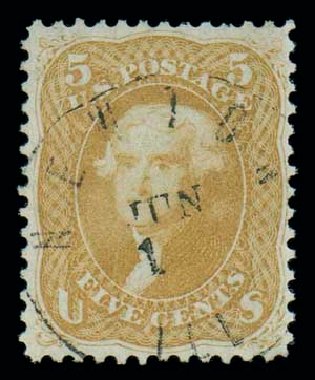 US Stamp Value Scott Catalog #67: 1861 5c Jefferson. Matthew Bennett International, Dec 2007, Sale 323, Lot 178