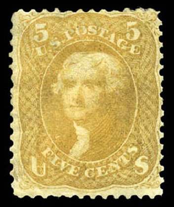 Cost of US Stamp Scott Catalogue 67: 5c 1861 Jefferson. Matthew Bennett International, Mar 2011, Sale 337, Lot 2518
