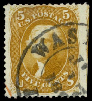 US Stamp Value Scott Cat. #67 - 5c 1861 Jefferson. Daniel Kelleher Auctions, Sep 2013, Sale 639, Lot 1028