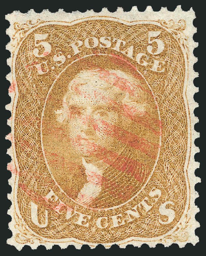 US Stamp Price Scott # 67: 1861 5c Jefferson. Robert Siegel Auction Galleries, Jun 2012, Sale 1026, Lot 1210