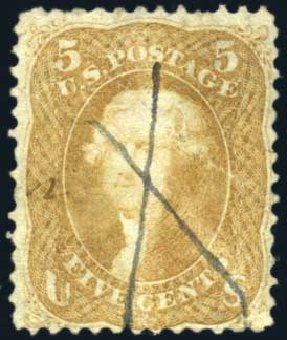 Values of US Stamp Scott Cat. #67 - 1861 5c Jefferson. Harmer-Schau Auction Galleries, Apr 2010, Sale 85, Lot 251
