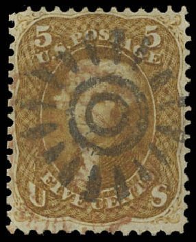 Values of US Stamp Scott Catalog #67 - 1861 5c Jefferson. Daniel Kelleher Auctions, Oct 2012, Sale 632, Lot 981