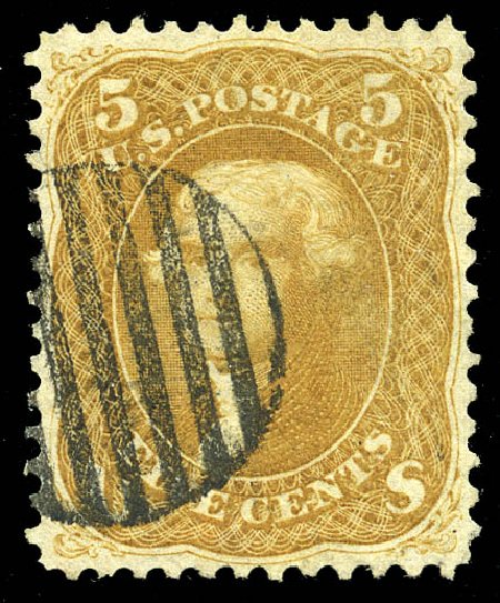 Value of US Stamp Scott Catalogue # 67: 5c 1861 Jefferson. Matthew Bennett International, May 2014, Sale 350, Lot 114