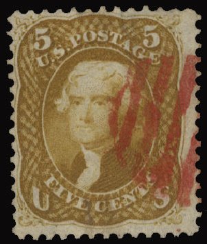 Cost of US Stamp Scott Catalogue #67: 1861 5c Jefferson. Cherrystone Auctions, Jun 2012, Sale 201206, Lot 44