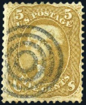 US Stamps Prices Scott 67: 5c 1861 Jefferson. Harmer-Schau Auction Galleries, Oct 2009, Sale 83, Lot 335