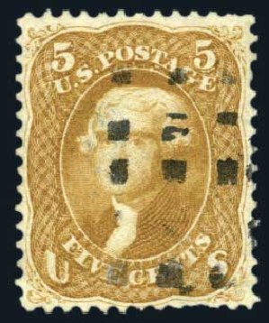 Costs of US Stamp Scott #67 - 5c 1861 Jefferson. Harmer-Schau Auction Galleries, Aug 2011, Sale 90, Lot 1185