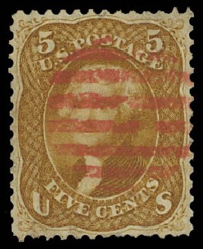 Cost of US Stamps Scott Cat. #67: 5c 1861 Jefferson. Daniel Kelleher Auctions, Jul 2011, Sale 625, Lot 705