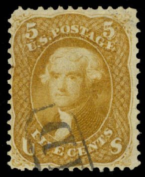 US Stamps Price Scott Cat. # 67: 5c 1861 Jefferson. Daniel Kelleher Auctions, Oct 2014, Sale 660, Lot 2085