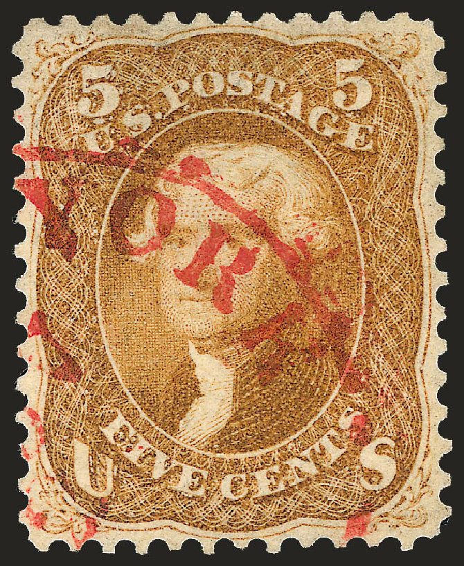 Prices of US Stamp Scott Catalogue 67: 1861 5c Jefferson. Robert Siegel Auction Galleries, Oct 2008, Sale 963, Lot 495