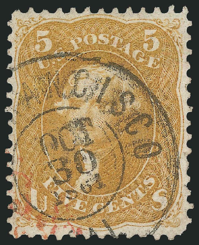 US Stamps Price Scott Catalogue 67: 1861 5c Jefferson. Robert Siegel Auction Galleries, Oct 2010, Sale 997, Lot 5345