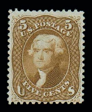 US Stamps Prices Scott Catalog # 67: 1861 5c Jefferson. Matthew Bennett International, Dec 2007, Sale 325, Lot 1512